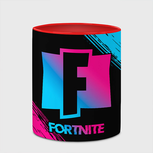 Кружка цветная Fortnite - neon gradient / 3D-Белый + красный – фото 2