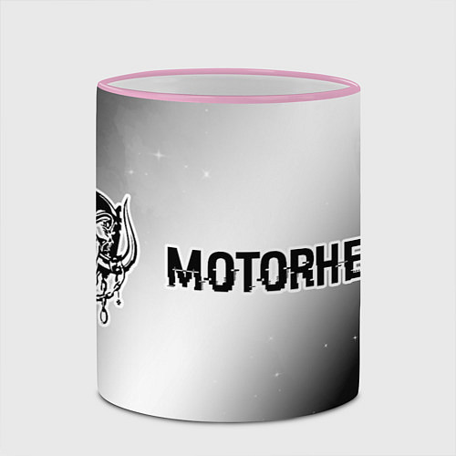 Кружка цветная Motorhead glitch на светлом фоне: надпись и символ / 3D-Розовый кант – фото 2