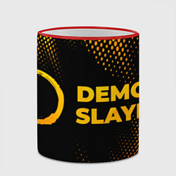 Кружка 3D Demon Slayer - gold gradient: надпись и символ, цвет: 3D-красный кант — фото 2