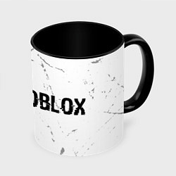 Кружка 3D Roblox glitch на светлом фоне: надпись и символ, цвет: 3D-белый + черный