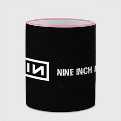 Кружка 3D Nine Inch Nails glitch на темном фоне: надпись и с, цвет: 3D-розовый кант — фото 2