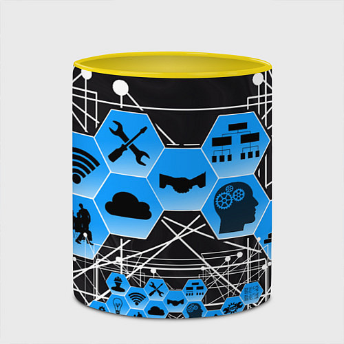 Кружка цветная Виртуальный мир / 3D-Белый + желтый – фото 2