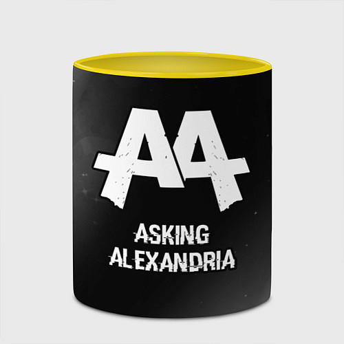 Кружка цветная Asking Alexandria glitch на темном фоне / 3D-Белый + желтый – фото 2