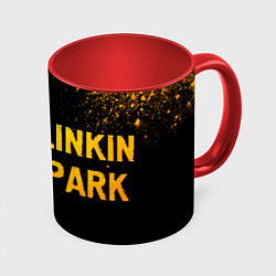 Кружка 3D Linkin Park - gold gradient: надпись и символ, цвет: 3D-белый + красный