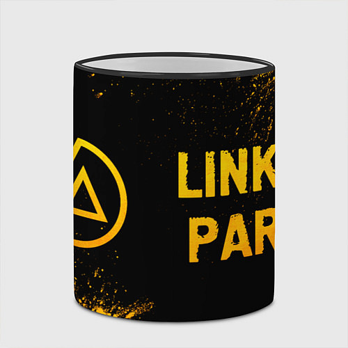 Кружка цветная Linkin Park - gold gradient: надпись и символ / 3D-Черный кант – фото 2