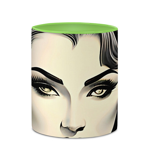 Кружка цветная Красивая женщина / 3D-Белый + светло-зеленый – фото 2