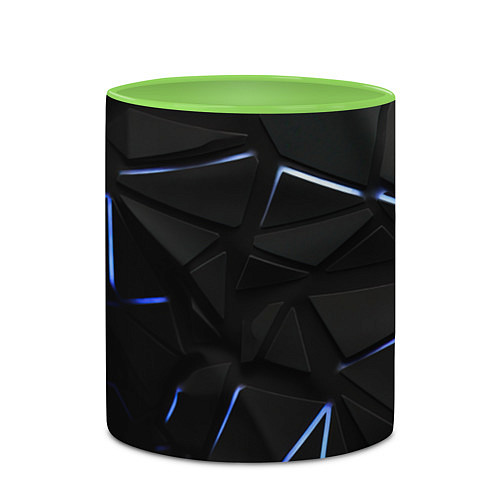 Кружка цветная Black texture neon line / 3D-Белый + светло-зеленый – фото 2