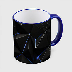 Кружка 3D Black geometry texture, цвет: 3D-синий кант