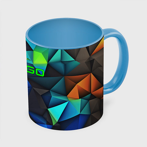 Кружка цветная CSGO blue abstract / 3D-Белый + небесно-голубой – фото 1