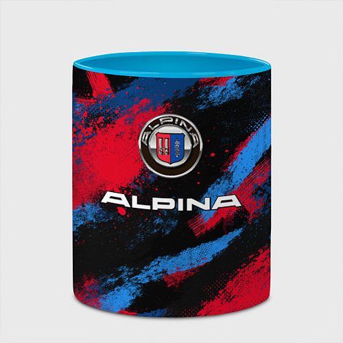 Кружка цветная Alpina - BMW colors / 3D-Белый + небесно-голубой – фото 2