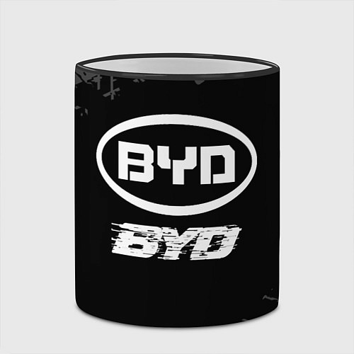 Кружка цветная BYD speed на темном фоне со следами шин / 3D-Черный кант – фото 2