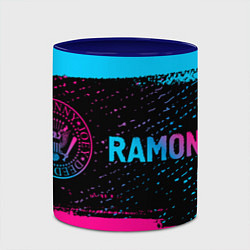 Кружка 3D Ramones - neon gradient: надпись и символ, цвет: 3D-белый + синий — фото 2