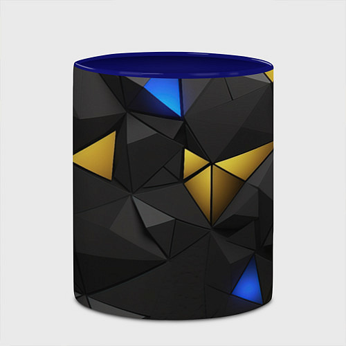 Кружка цветная Black yellow geometry / 3D-Белый + синий – фото 2