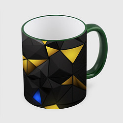 Кружка 3D Black yellow geometry, цвет: 3D-зеленый кант