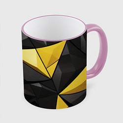 Кружка 3D Black yellow elements, цвет: 3D-розовый кант