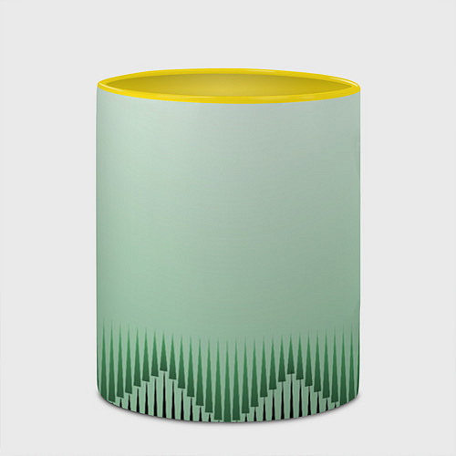 Кружка цветная Зеленый градиент с ромбами / 3D-Белый + желтый – фото 2