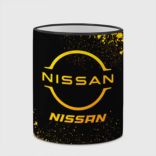 Кружка цветная Nissan - gold gradient / 3D-Черный кант – фото 2