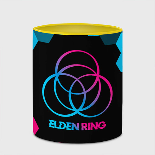 Кружка цветная Elden Ring - neon gradient / 3D-Белый + желтый – фото 2