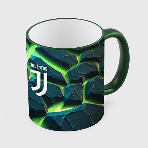 Кружка цветная Juventus green neon / 3D-Зеленый кант – фото 1