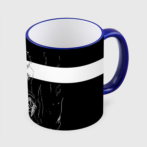 Кружка цветная Ичиго и занпакто - Блич / 3D-Синий кант – фото 1