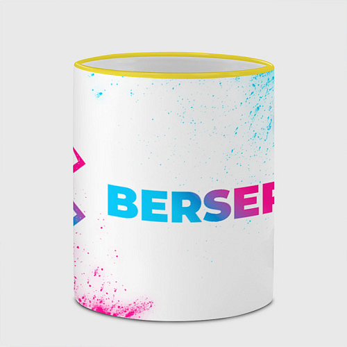 Кружка цветная Berserk neon gradient style: надпись и символ / 3D-Желтый кант – фото 2