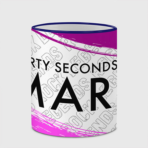 Кружка цветная Thirty Seconds to Mars rock legends: надпись и сим / 3D-Синий кант – фото 2