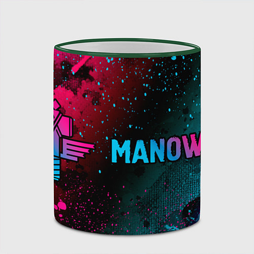 Кружка цветная Manowar - neon gradient: надпись и символ / 3D-Зеленый кант – фото 2