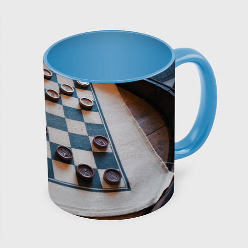 Кружка цветная Шашки / 3D-Белый + небесно-голубой – фото 1