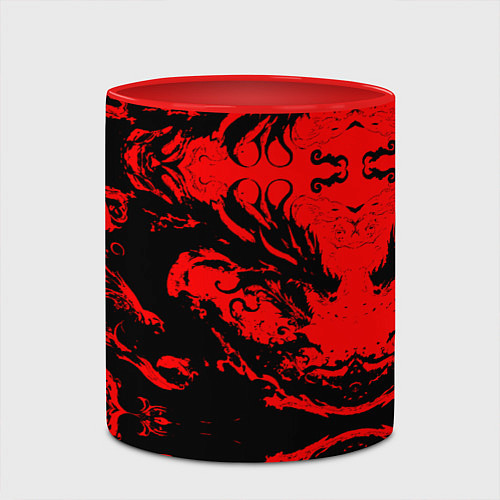 Кружка цветная Черный дракон на красном небе / 3D-Белый + красный – фото 2