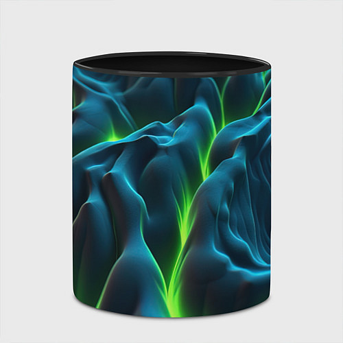 Кружка цветная Зеленая кислотная текстура с плитами / 3D-Белый + черный – фото 2