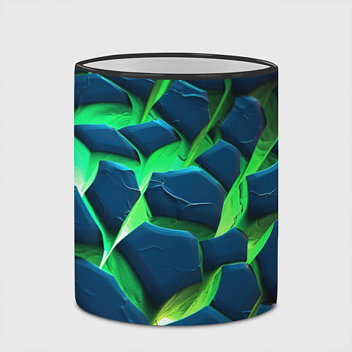Кружка цветная Разломленные зеленые плиты / 3D-Черный кант – фото 2