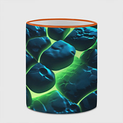 Кружка 3D Разлом зеленых плит с неоном, цвет: 3D-оранжевый кант — фото 2