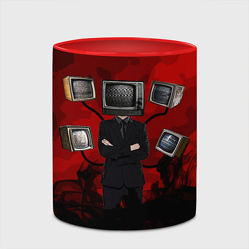 Кружка цветная Skibidi toilet Tv Man / 3D-Белый + красный – фото 2