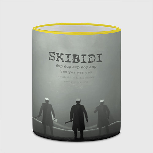 Кружка цветная Skibisi toilet Camera men / 3D-Желтый кант – фото 2