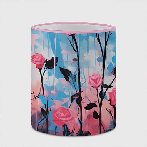 Кружка цветная Цветочная аура / 3D-Розовый кант – фото 2