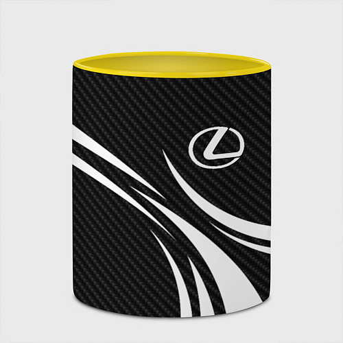 Кружка цветная Lexus - carbon line / 3D-Белый + желтый – фото 2