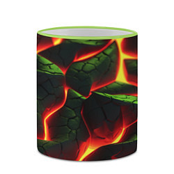 Кружка 3D Зеленые плиты и лава, цвет: 3D-светло-зеленый кант — фото 2