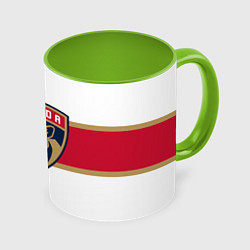 Кружка 3D Florida panthers - uniform - hockey, цвет: 3D-белый + светло-зеленый