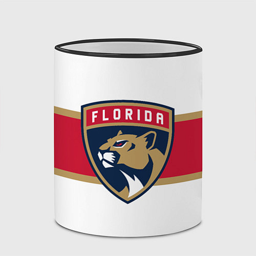 Кружка цветная Florida panthers - uniform - hockey / 3D-Черный кант – фото 2