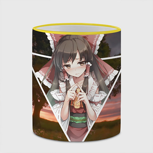 Кружка цветная Touhou Project Reimu / 3D-Желтый кант – фото 2