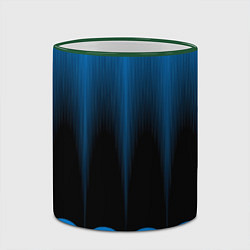 Кружка 3D Сине-черный градиент в полоску, цвет: 3D-зеленый кант — фото 2