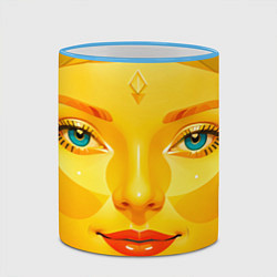 Кружка 3D Девушка желтоликая, цвет: 3D-небесно-голубой кант — фото 2