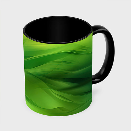 Кружка цветная Green lighting background / 3D-Белый + черный – фото 1