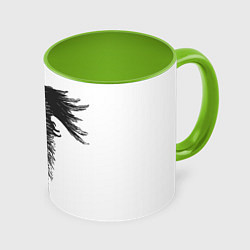 Кружка 3D Чёрный ворон с рунами, цвет: 3D-белый + светло-зеленый