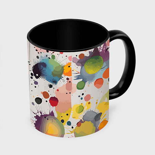 Кружка цветная Colorful blots - vogue - abstraction / 3D-Белый + черный – фото 1