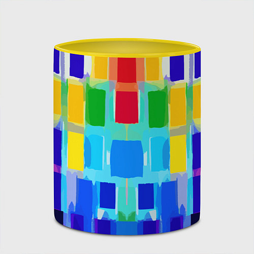 Кружка цветная Colorful strips - pop art - vogue / 3D-Белый + желтый – фото 2