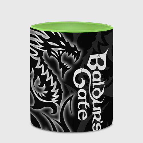 Кружка цветная Балдурс гейт 3 - черный дракон / 3D-Белый + светло-зеленый – фото 2