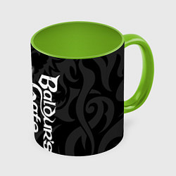 Кружка 3D Балдурс гейт 3 - черный дракон, цвет: 3D-белый + светло-зеленый