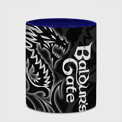 Кружка цветная Балдурс гейт 3 - черный дракон / 3D-Белый + синий – фото 2