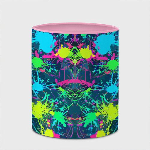 Кружка цветная Colorful blots - expressionism - vogue / 3D-Белый + розовый – фото 2